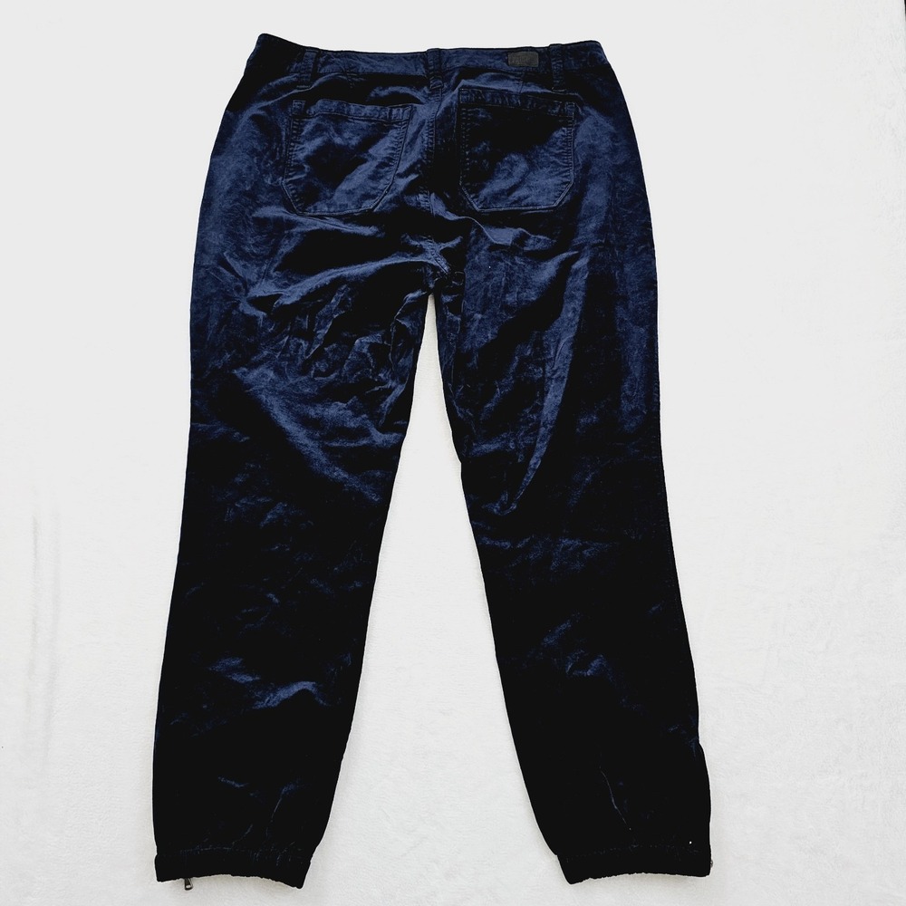 NEW Paige Womens 32 Mayslie Jogger Navy Blue Velvet Ankle Zip Utility Pants - Picture 3 of 14